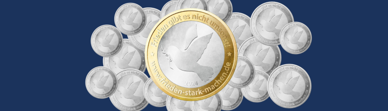 Friedens-Münzen zur Protestaktion